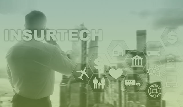 Banner de Insurtech com ícones diversos