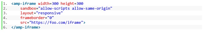 Código fonte em HTML AMP Iframe