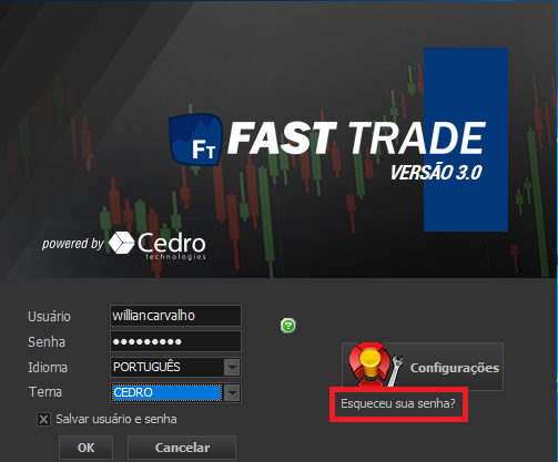 Tela de entrada na plataforma Fast Trade