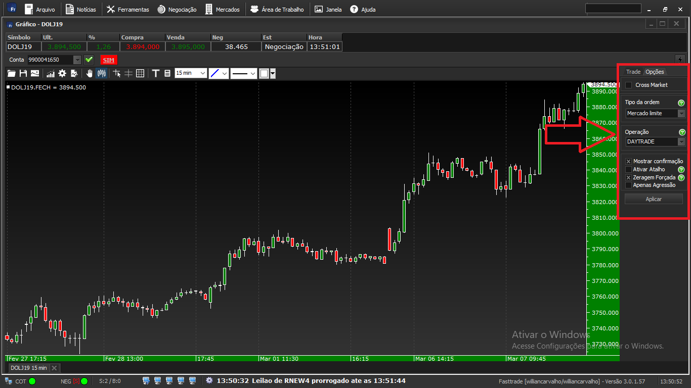 Tela de gráfico - DOLJ19 do aplicativo fast trade