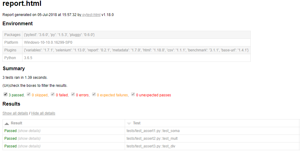 tela de teste de uma aplicação em python