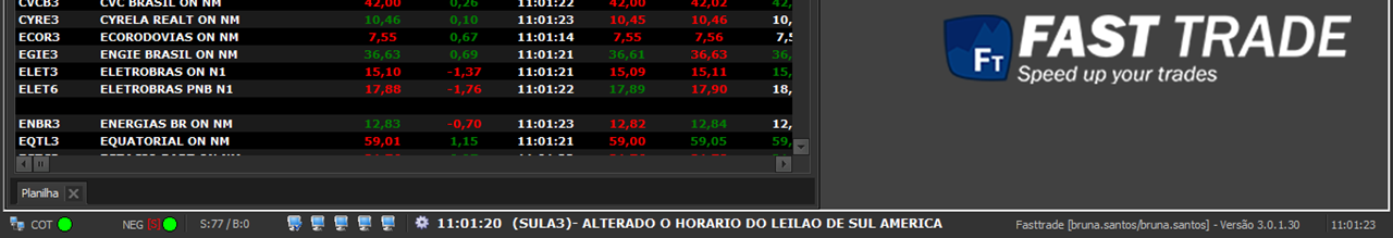 Tela do aplicativo fast trade